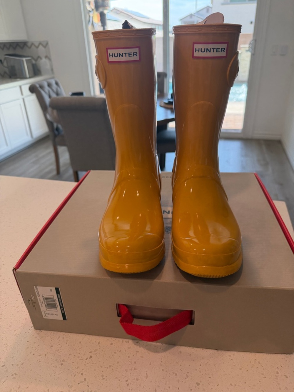 Hunter Gloss Yellow Tall Waterproof Rain Boots - Picture 2 of 7